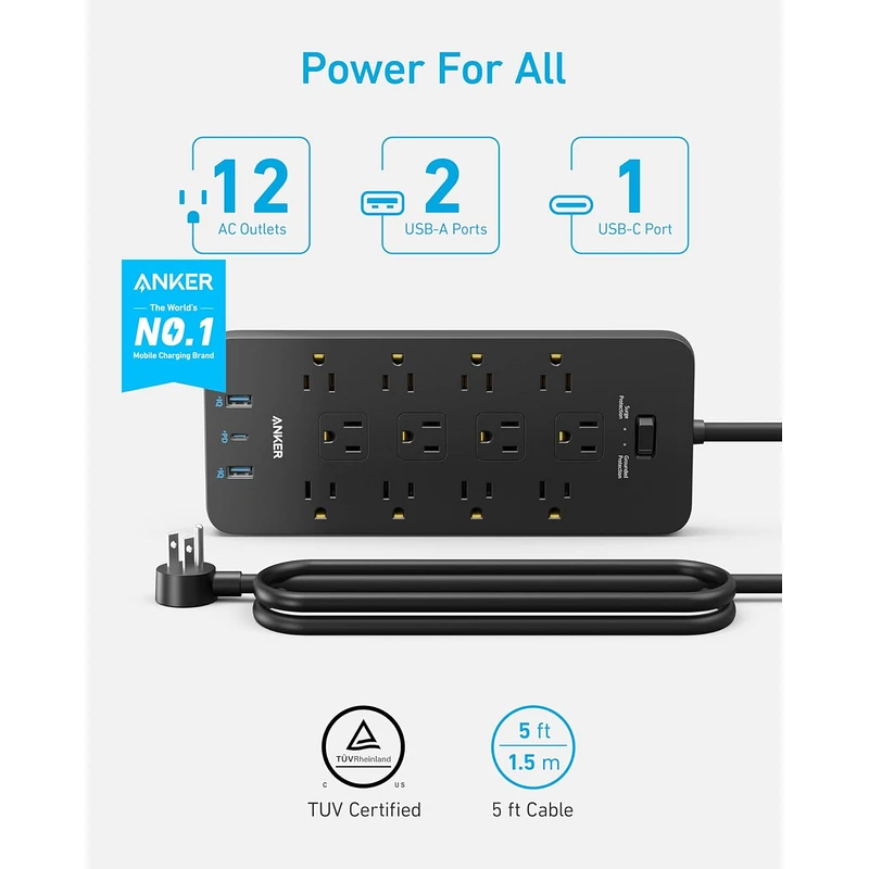 Anker 12 Outlet Surge Protector Power Strip with USB C and USB A Ports - Image 2