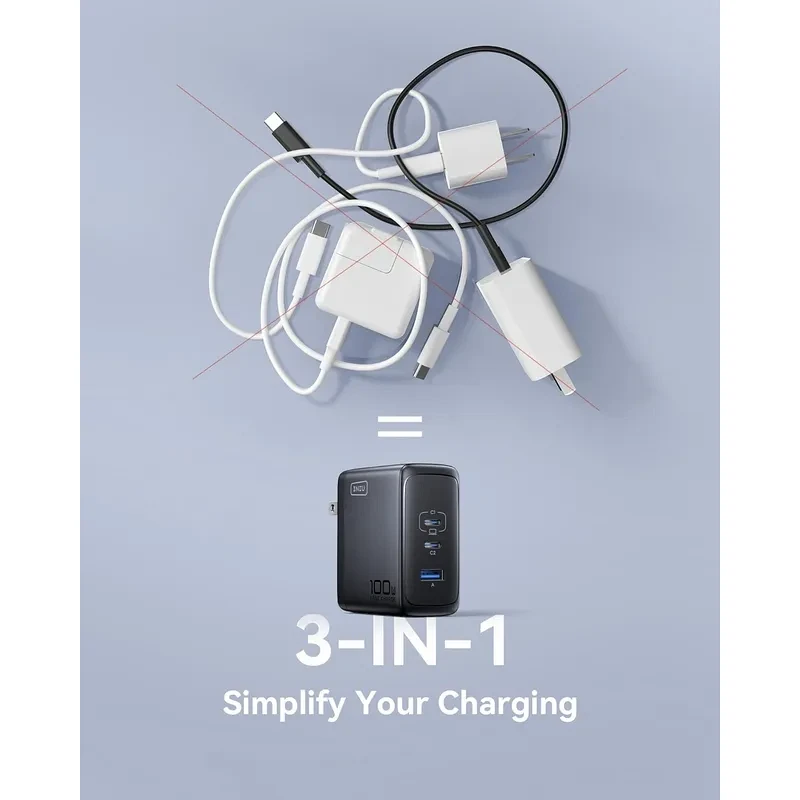 INIU 100W GaN Fast Charger with Triple Port USB C and Cable - Image 4