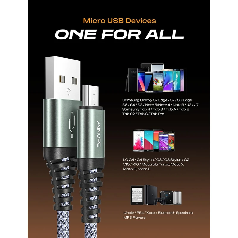 AINOPE Braided Micro USB Charging Cable - Image 3
