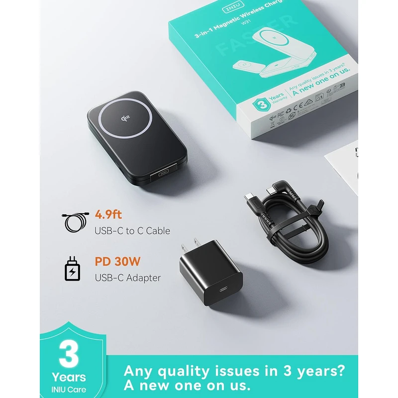 INIU Qi2 3-in-1 Foldable Magnetic Wireless Charging Station 15W - Image 2