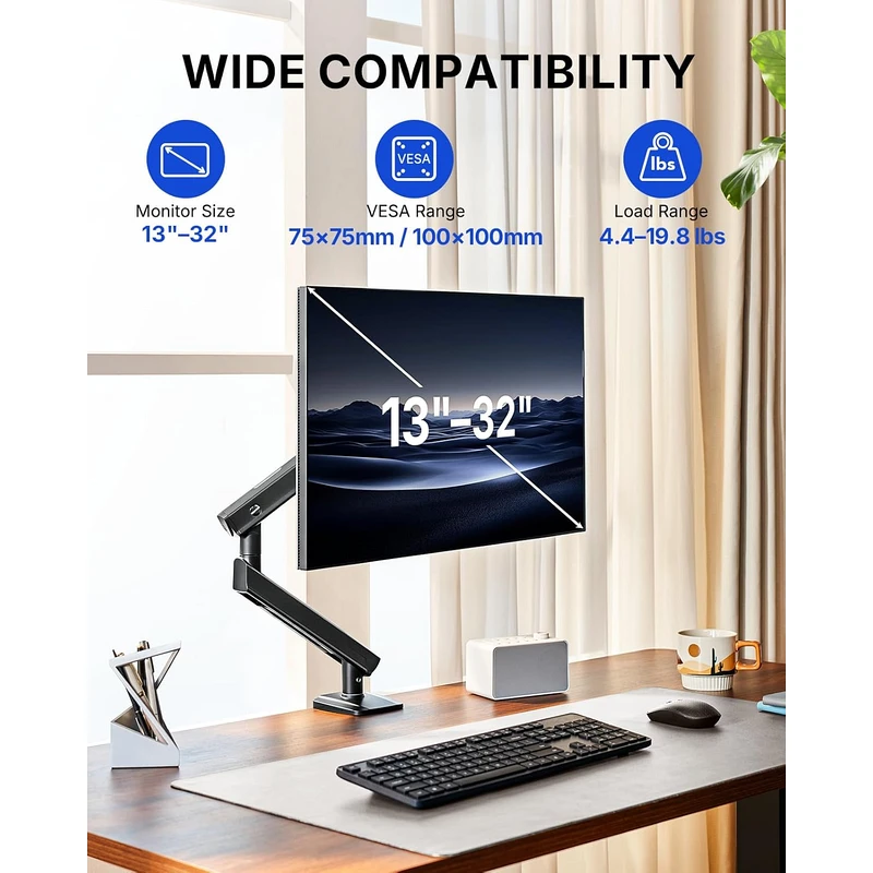 HUANUO FlowLift™ Pro Single Monitor Arm for 13–32" Monitors - Image 2
