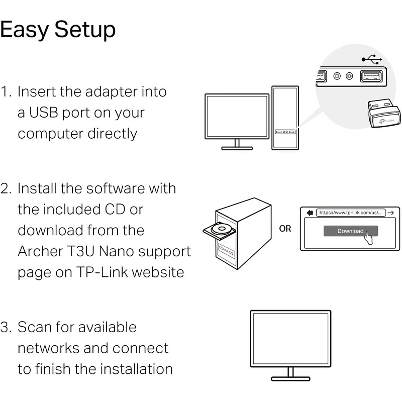 TP-Link Archer T3U Nano AC1300 USB Wi-Fi Adapter